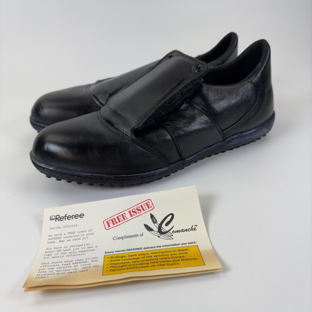 Vtg Comanche Baseball Umpire Plate Shoes Men 11 M Black Official 1990s USA NOS
